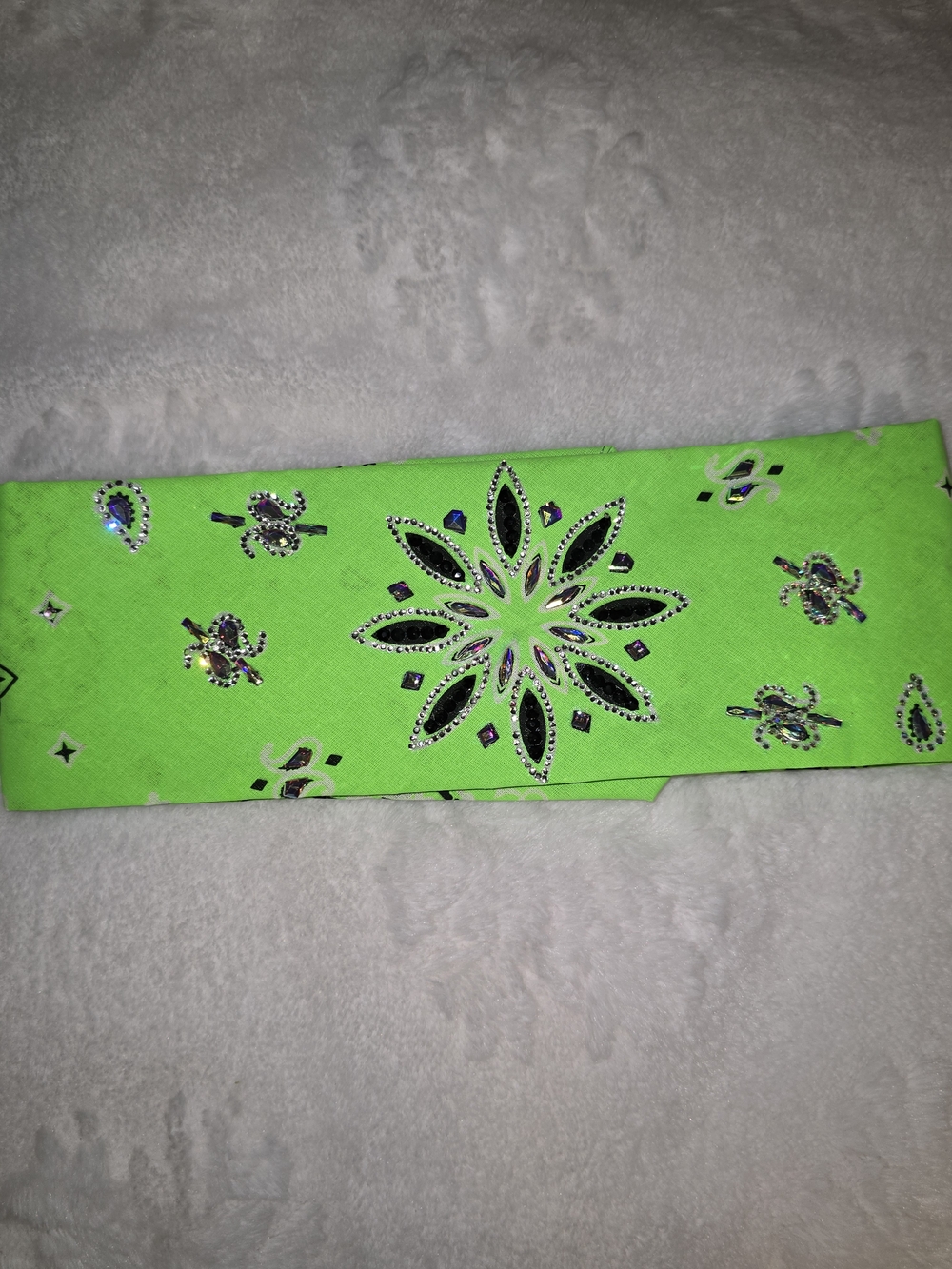 Green Embellished Foldover Clutch Bag